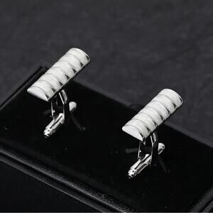 Round Silver Bar Cufflinks
